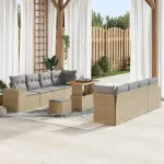 Set de canapele pentru grădină cu pernă 11 pcs Bej poliratan GartenMobel Dekor