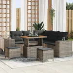 Set de canapele pentru grădină cu pernă 8 pcs Gri poliratan GartenMobel Dekor