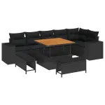 Set de canapele pentru grădină cu pernă 9 pcs Negru poliratan GartenMobel Dekor