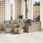 Set de canapele pentru grădină 12 pcs Bej poliratan GartenMobel Dekor