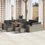 Set de canapele pentru grădină cu pernă 13 pcs Gri poliratan GartenMobel Dekor
