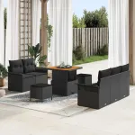 Set de canapele pentru grădină cu pernă 8 pcs Negru poliratan GartenMobel Dekor