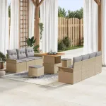 Set de canapele pentru grădină cu pernă 10 pcs Bej poliratan GartenMobel Dekor