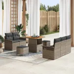 Set de canapele pentru grădină cu pernă 8 pcs Gri poliratan GartenMobel Dekor