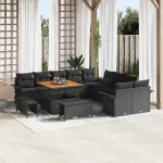 Set de canapele pentru grădină cu pernă 13 pcs Negru poliratan GartenMobel Dekor