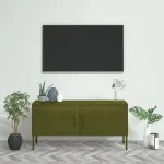 Comodă TV, verde măsliniu, 105x35x50 cm, oțel GartenMobel Dekor