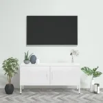 Comodă TV, alb, 105x35x50 cm, oțel GartenMobel Dekor