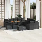Set de canapele pentru grădină 13 pcs Negru poliratan GartenMobel Dekor