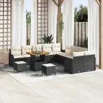 Set de canapele pentru grădină 13 pcs Negru poliratan GartenMobel Dekor
