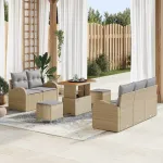 Set de canapele pentru grădină cu pernă 8 pcs Bej poliratan GartenMobel Dekor
