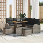 Set de canapele pentru grădină cu pernă 8 pcs Gri poliratan GartenMobel Dekor