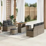 Set de canapele pentru grădină cu pernă 8 pcs Gri poliratan GartenMobel Dekor