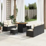 Set de canapele pentru grădină cu pernă 8 pcs Negru poliratan GartenMobel Dekor