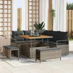 Set de canapele pentru grădină cu pernă 8 pcs Gri poliratan GartenMobel Dekor