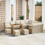 Set de canapele pentru grădină cu pernă 13 pcs Bej poliratan GartenMobel Dekor