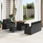 Set de canapele pentru grădină cu pernă 8 pcs Negru poliratan GartenMobel Dekor