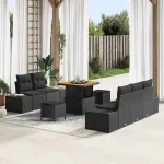 Set de canapele pentru grădină cu pernă 8 pcs Negru poliratan GartenMobel Dekor