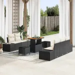 Set de canapele pentru grădină cu pernă 8 pcs Negru poliratan GartenMobel Dekor