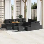 Set de canapele pentru grădină cu pernă 13 pcs Negru poliratan GartenMobel Dekor