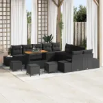 Set de canapele pentru grădină cu pernă 14 pcs Negru poliratan GartenMobel Dekor