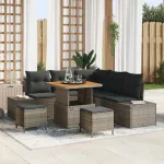 Set de canapele pentru grădină cu pernă 8 pcs Gri poliratan GartenMobel Dekor