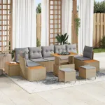 Set de canapele pentru grădină 10 pcs Bej poliratan GartenMobel Dekor