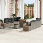 Set de canapele pentru grădină 11 pcs Gri poliratan GartenMobel Dekor