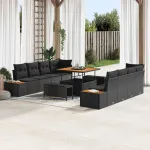Set de canapele pentru grădină 11 pcs Negru poliratan GartenMobel Dekor