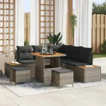 Set de canapele pentru grădină 8 pcs Gri poliratan GartenMobel Dekor