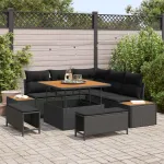 Set de canapele pentru grădină 8 pcs Negru poliratan GartenMobel Dekor