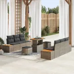 Set de canapele pentru grădină 9 pcs Gri poliratan GartenMobel Dekor