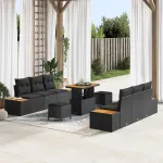 Set de canapele pentru grădină 9 pcs Negru poliratan GartenMobel Dekor