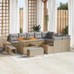 Set de canapele pentru grădină 12 pcs Bej poliratan GartenMobel Dekor