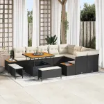 Set de canapele pentru grădină 12 pcs Negru poliratan GartenMobel Dekor