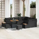 Set de canapele pentru grădină 12 pcs Negru poliratan GartenMobel Dekor