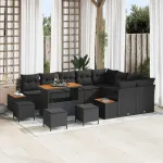 Set de canapele pentru grădină 13 pcs Negru poliratan GartenMobel Dekor