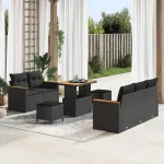 Set de canapele pentru grădină 8 pcs Negru poliratan GartenMobel Dekor