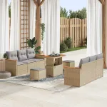 Set de canapele pentru grădină 9 pcs Bej poliratan GartenMobel Dekor