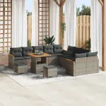 Set de canapele pentru grădină 13 pcs Gri poliratan GartenMobel Dekor