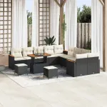 Set de canapele pentru grădină 13 pcs Negru poliratan GartenMobel Dekor