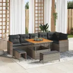 Set de canapele pentru grădină 9 pcs Gri poliratan GartenMobel Dekor
