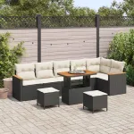 Set de canapele pentru grădină 9 pcs Negru poliratan GartenMobel Dekor