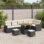 Set de canapele pentru grădină 9 pcs Negru poliratan GartenMobel Dekor