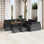 Set de canapele pentru grădină 14 pcs Negru poliratan GartenMobel Dekor
