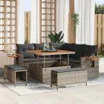 Set de canapele pentru grădină cu pernă 8 pcs Gri GartenMobel Dekor