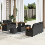 Set de canapele pentru grădină cu pernă 8 pcs Negru GartenMobel Dekor