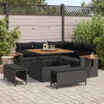 Set de canapele pentru grădină cu pernă 8 pcs Negru GartenMobel Dekor