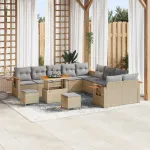 Set de canapele pentru grădină 13 pcs Beige și gri deschis GartenMobel Dekor