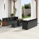Set de canapele pentru grădină cu pernă 11 pcs Negru GartenMobel Dekor