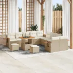 Set de canapele pentru grădină cu pernă 13 pcs Bej și crem GartenMobel Dekor